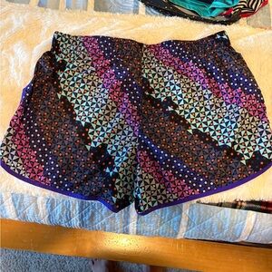 VSX Blue and Purple Athletic Shorts with Geometric Pattern